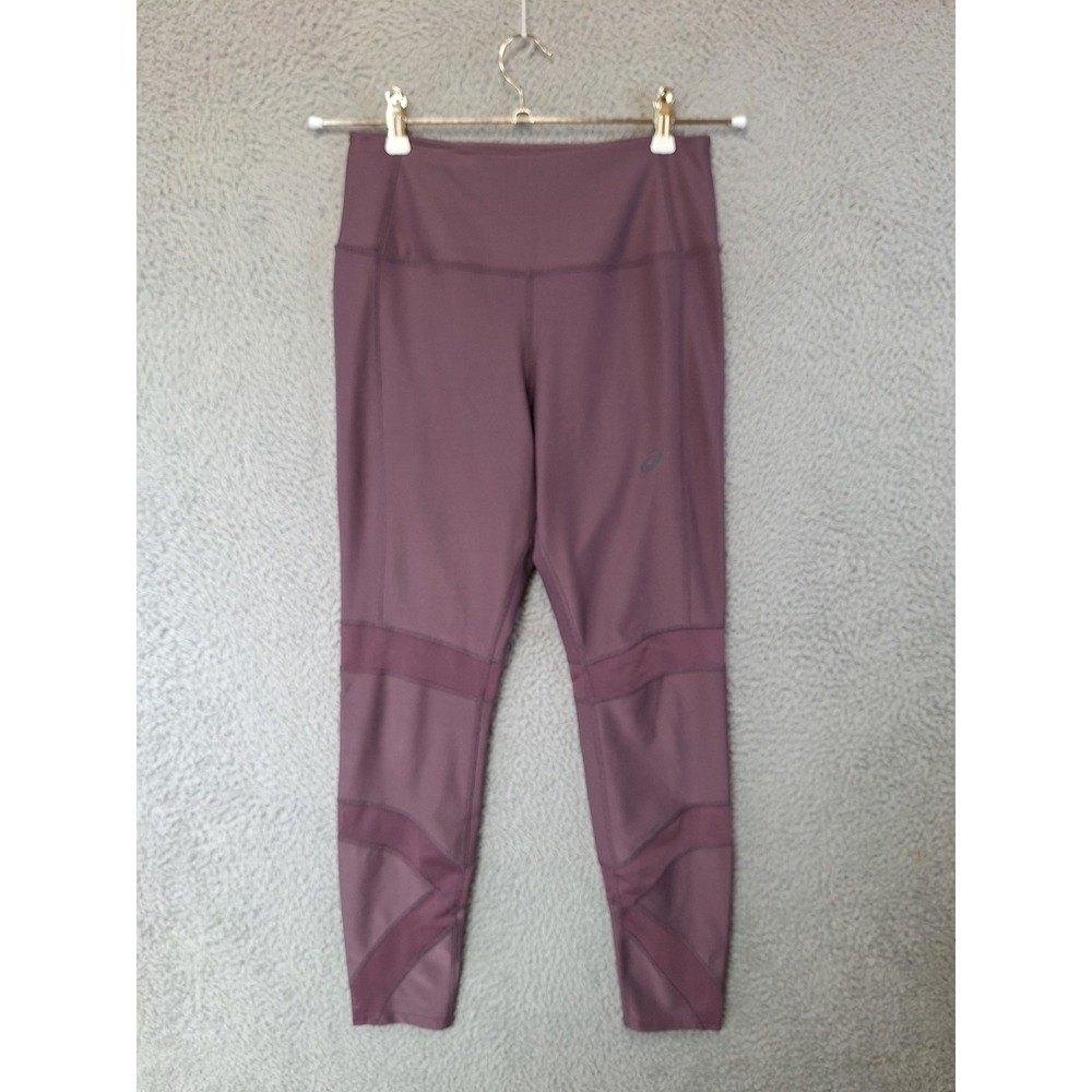 Asics Leggings Women Medium (Fits 26x27) Burgundy High Waist Stretch Compression